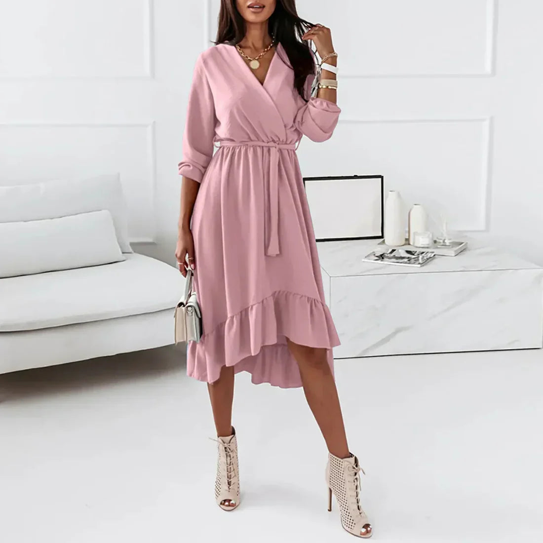 Isa – Elegante wikkeljurk met lange mouwen