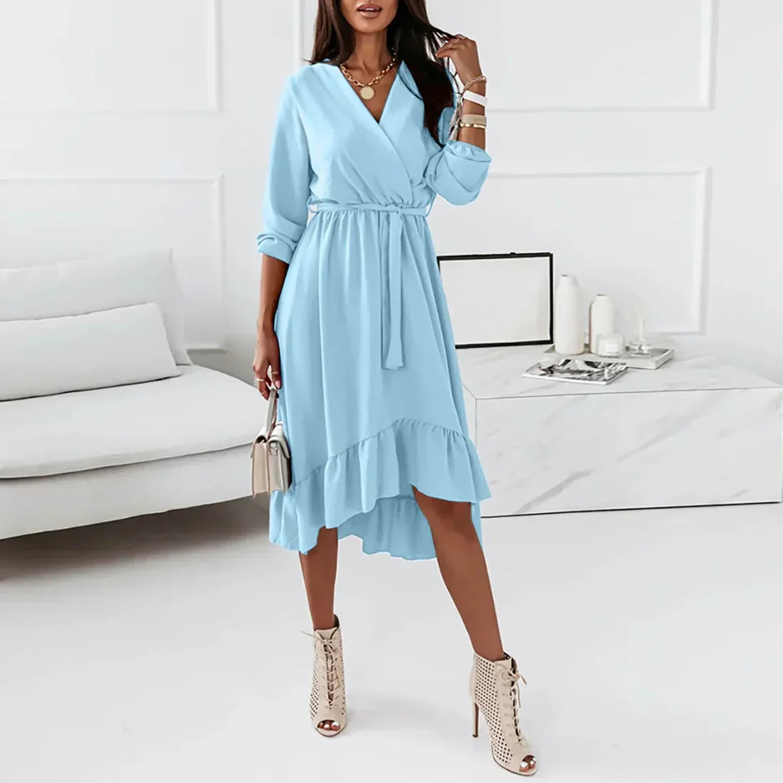 Isa – Elegante wikkeljurk met lange mouwen