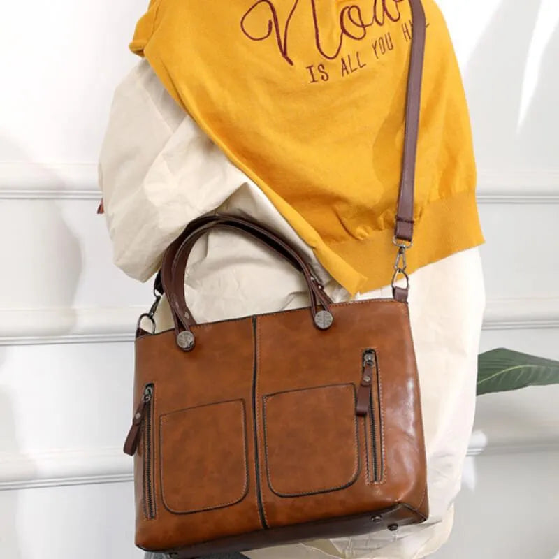Gina - Vintage Leren Schoudertas voor Dames
