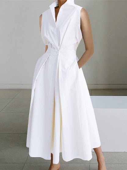 Nancey – Elegante Witte Overhemdjurk voor Dames – Tijdloze Klasse en Stijl