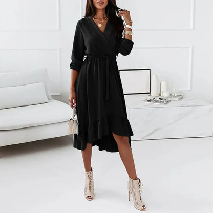 Isa – Elegante wikkeljurk met lange mouwen