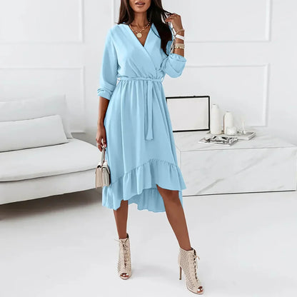 Isa – Elegante wikkeljurk met lange mouwen