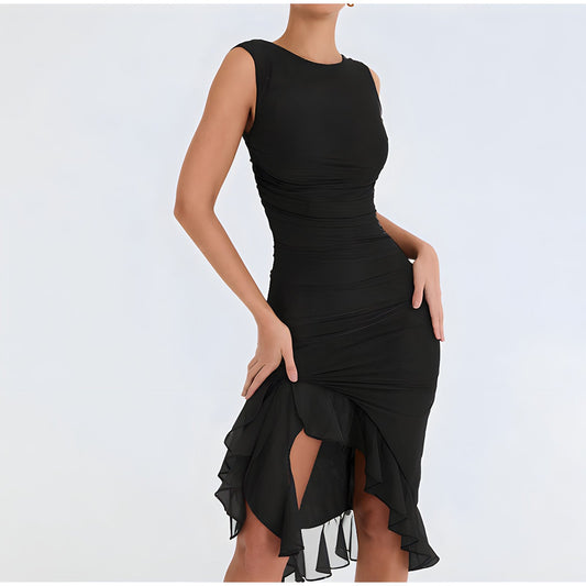 Penny – Geplooide Midi-Jurk voor Dames – Met Ruches voor een Elegante Look