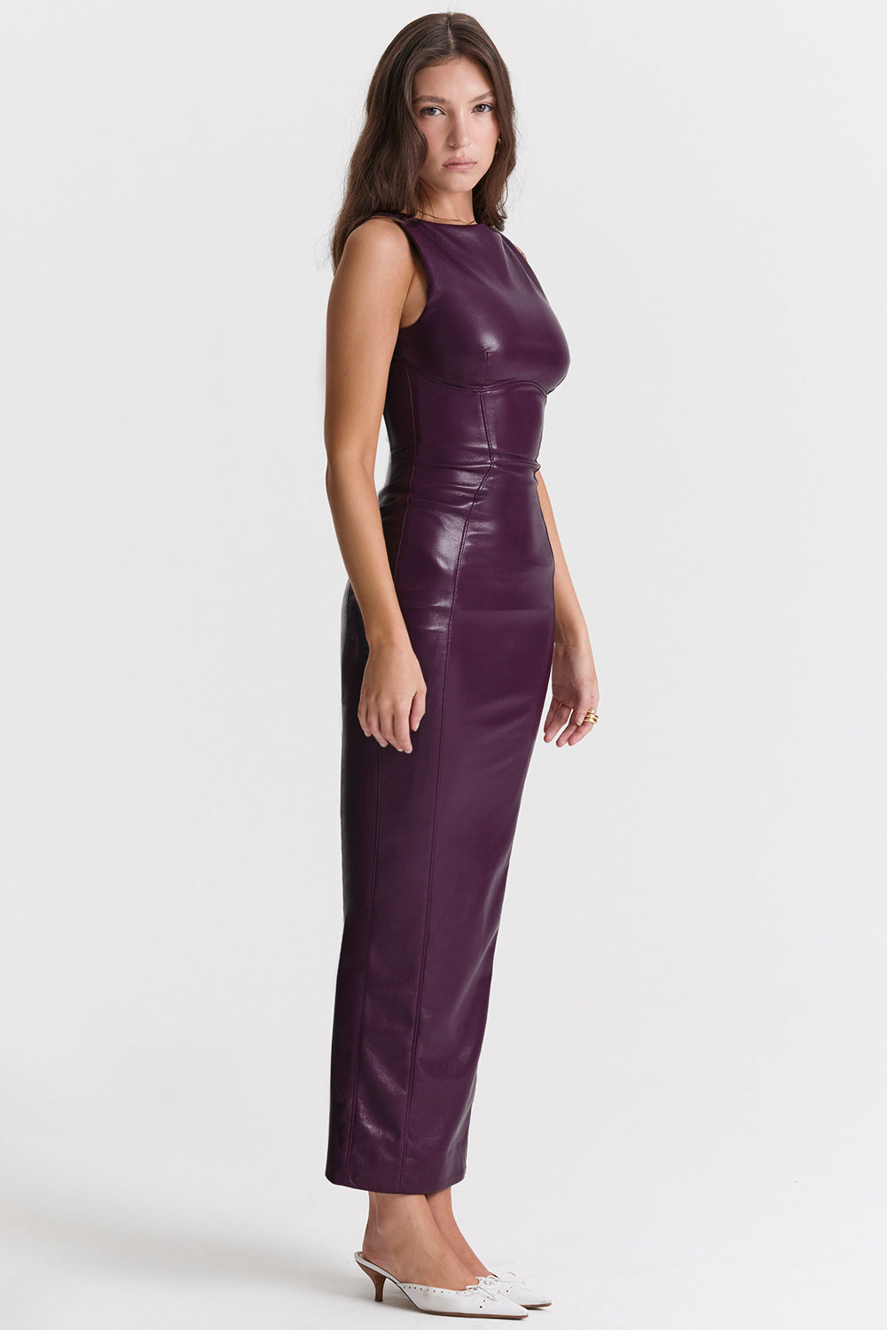Phebe – Vegan Leren Bodycon Maxi Jurk voor Dames