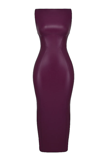 Phebe – Vegan Leren Bodycon Maxi Jurk voor Dames